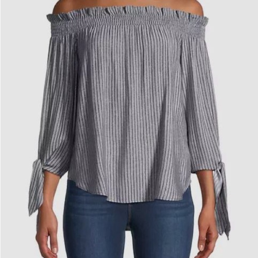 Michael Kors Striped Off-Shoulder Blouse